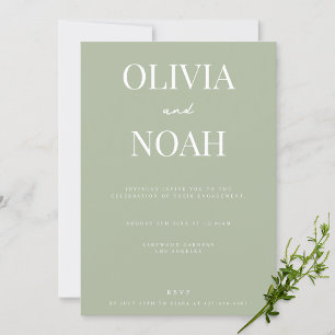 Convite para Festa de noivado de Casamento Verde S