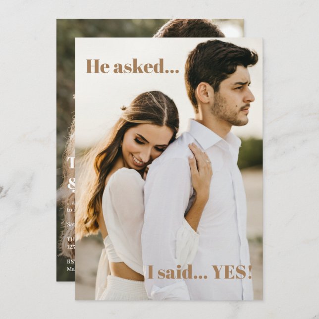 Convite para Festa de noivado de duas fotos (Frente/Verso)