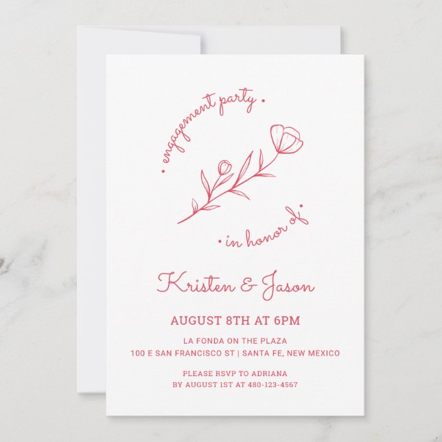 Convite para Festa de noivado de flor selvagem em  (Frente)