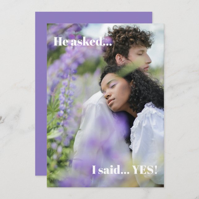 Convite para Festa de noivado de Fotografias Roxas (Frente/Verso)