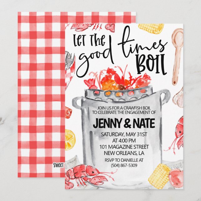 Convite para festa de noivado de Lagostim (Frente/Verso)