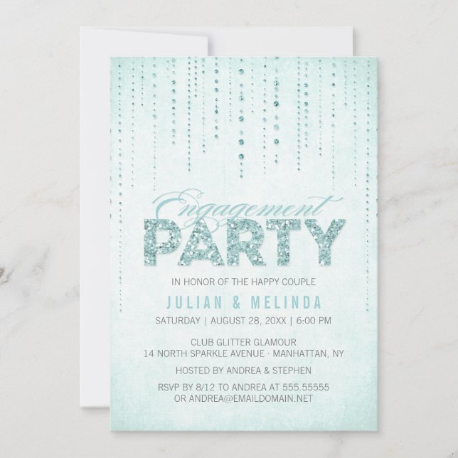 Convite para Festa de noivado de Olhar com Glitter (Frente)