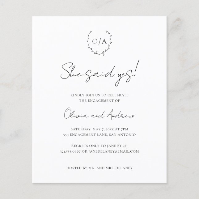 Convite para Festa de noivado de Orçamento da Rua  (Frente)