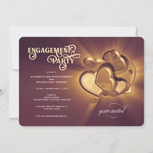 Convite para Festa de noivado de ouro (Frente)