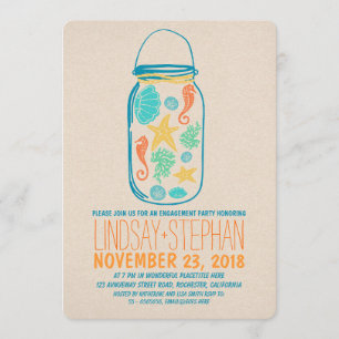 Convite para festa de noivado de praia de Mason Ná