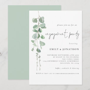 Convite para Festa de noivado de Script Eucalyptus