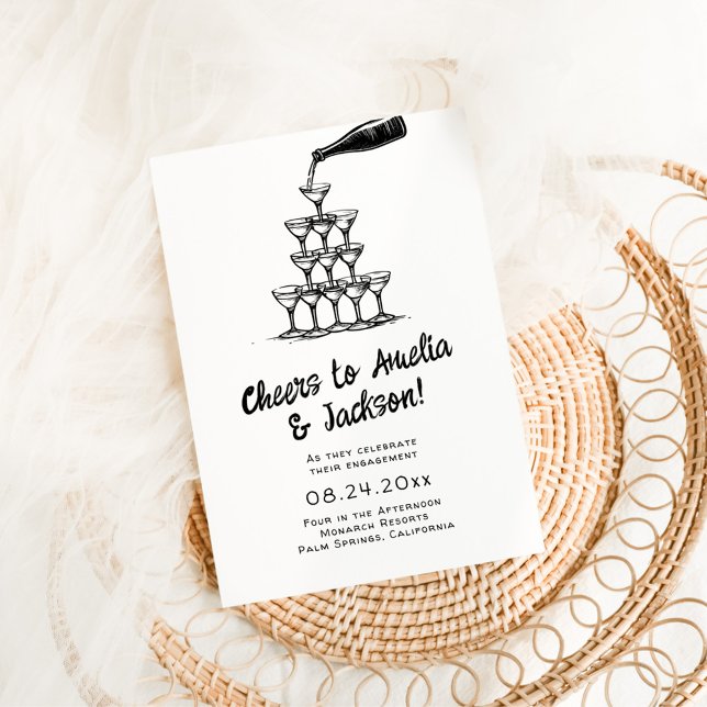 Convite para Festa de noivado Desenhada à Mão (Criador carregado)