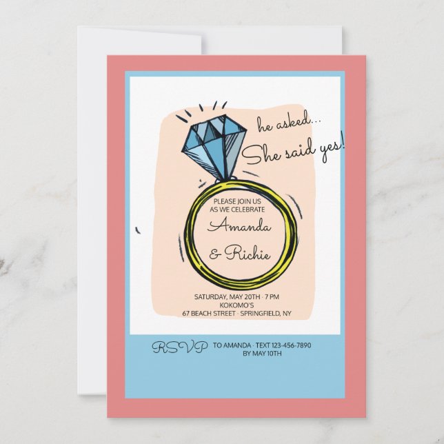 Convite para Festa de noivado do Anel (Frente)