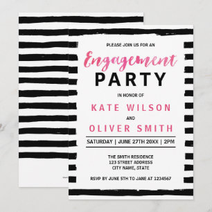 Convite para Festa de noivado em preto-e-branco