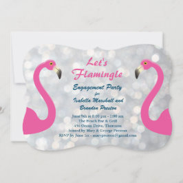 Convite para Festa de noivado Flamingo Silver Spar