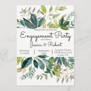 Convite para Festa de noivado Greenery Buquê