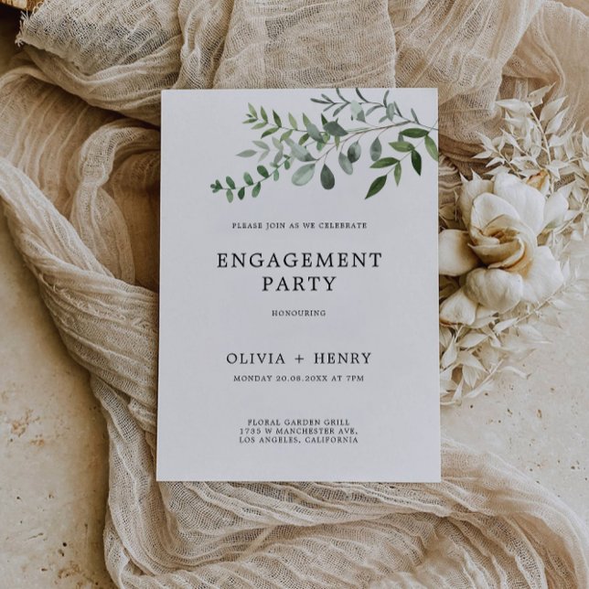Convite para Festa de noivado Greenery Wedding (Greenery Wedding Engagement Party Invitation)