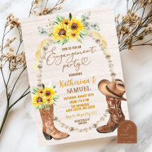 Convite para Festa de Noivado Pearl Sunflower Boot