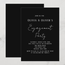 Convite para Festa de noivado Preta Elegante