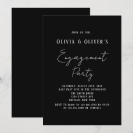 Convite para Festa de noivado Preta Elegante