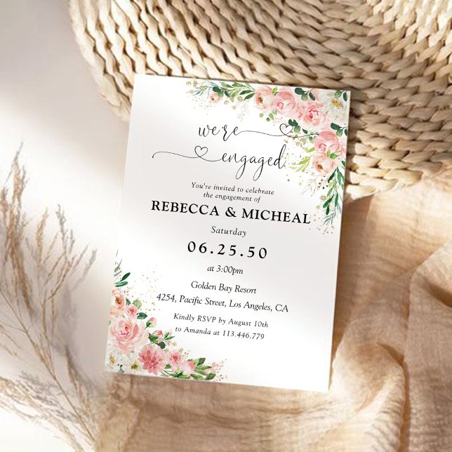 Convite para Festa de noivado Rosa Rosa Rosa Rosa  (Criador carregado)