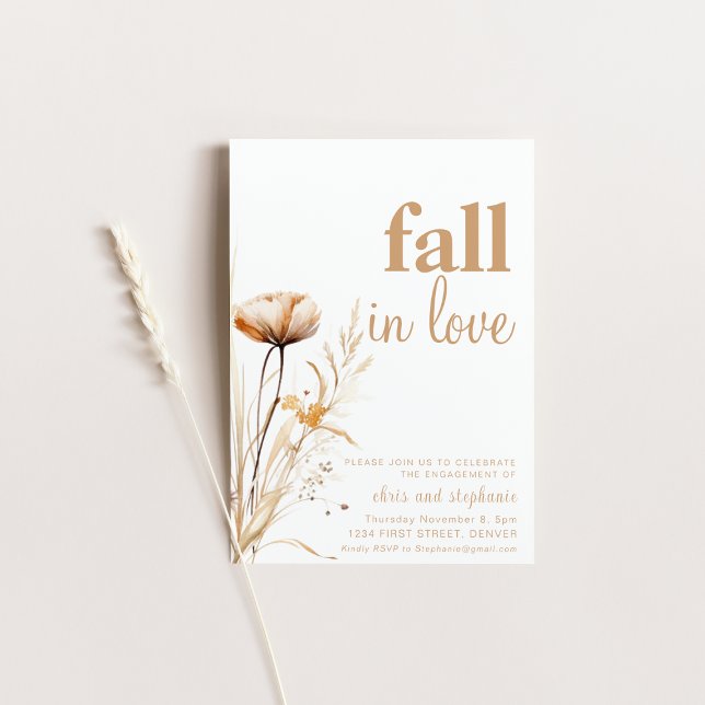 Convite para Festa de noivado Simples Fall in Love (Criador carregado)