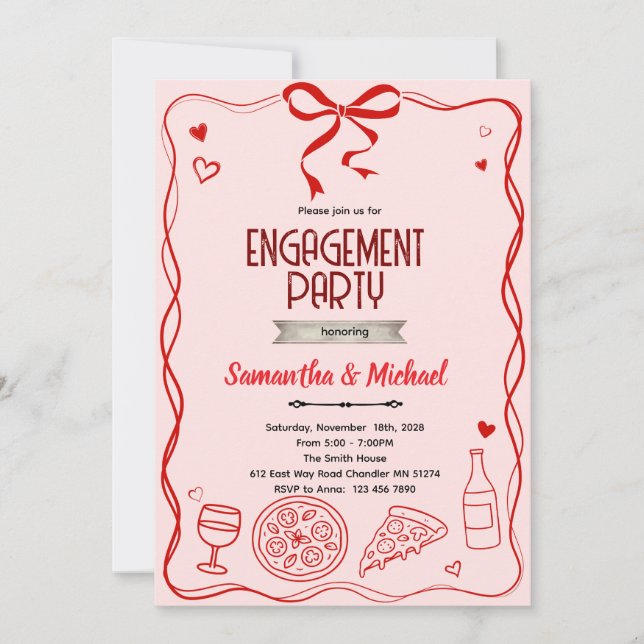 convite para festa de noivado That's Amore (Frente)