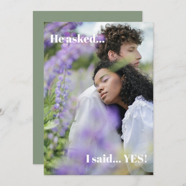 Convite para Festa de noivado Verde da Sua Fotogra (Frente/Verso)