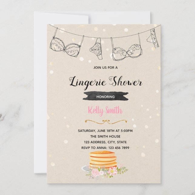 convite para festa de panquecas e calcinhas (Frente)