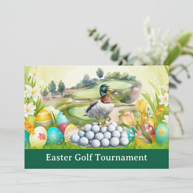 Convite para Festa de Páscoa de golfe para golfist (Em pé/Frente)