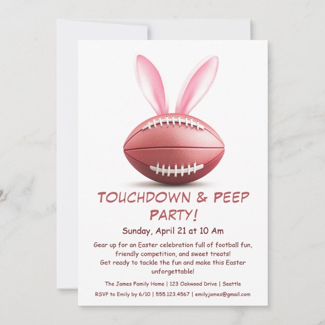 Convite para Festa de Páscoa Touchdown & Peep – Fu (Frente)