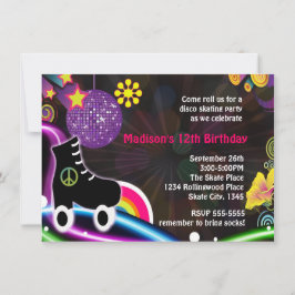 Convite para Festa de Patinação no Rolo Disco Glow