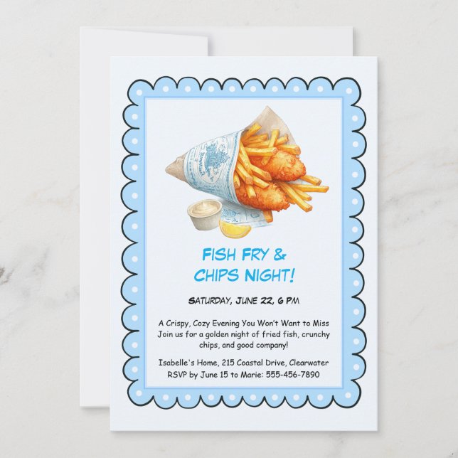Convite para Festa de Peixe Frito e Batatas – Casu (Frente)