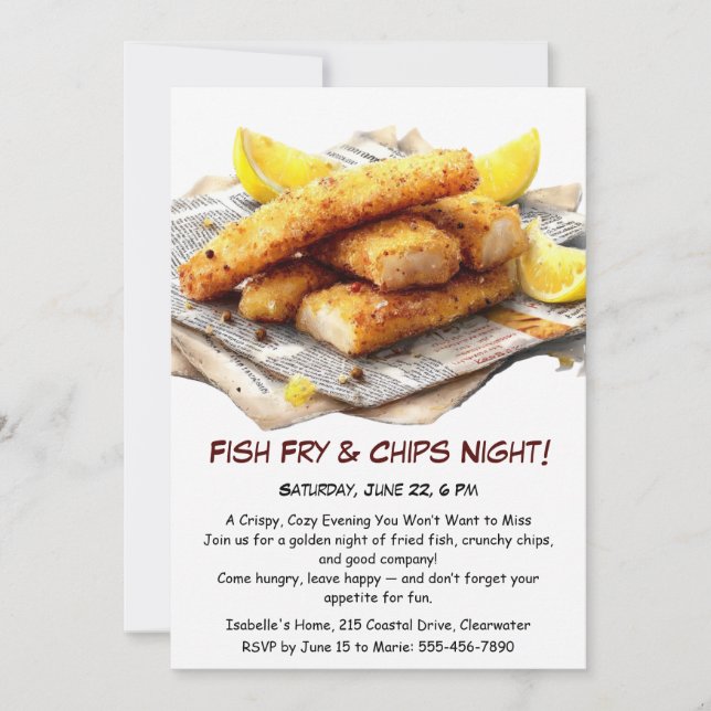 Convite para Festa de Peixe Frito e Batatas – Casu (Frente)