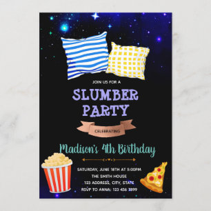 convite para festa de pijama sob as estrelas