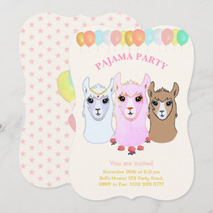 Convite para Festa de Pijamas do Llama