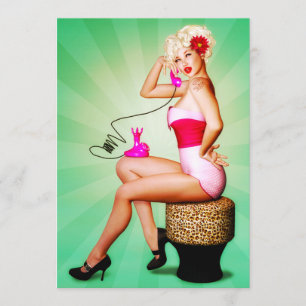 Convite para Festa de Pin-Up Retro Vamos Conversar