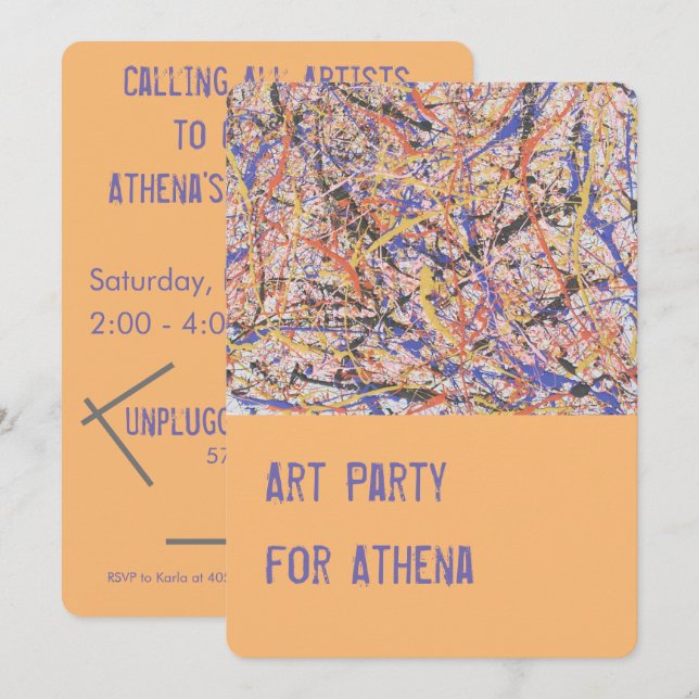 Convite para Festa de Pintura de Artistas Artístic (Frente/Verso)
