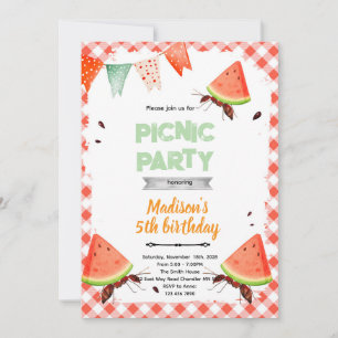 convite para festa de piquenique da formiga da mel