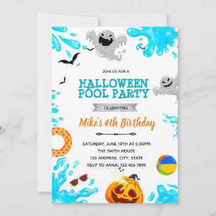 convite para festa de piscina de Halloween