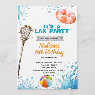 convite para festa de piscina de lacrosse