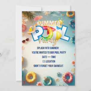 Convite para Festa de Piscina de Verão
