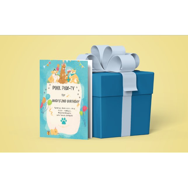 Convite para Festa de Piscina de Verão dos Cachorr (Criador carregado)