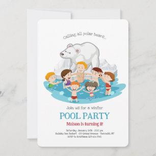 Convite para Festa de Piscina do Urso Polar