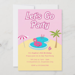 Convite para Festa de Piscina na Praia de Malibu