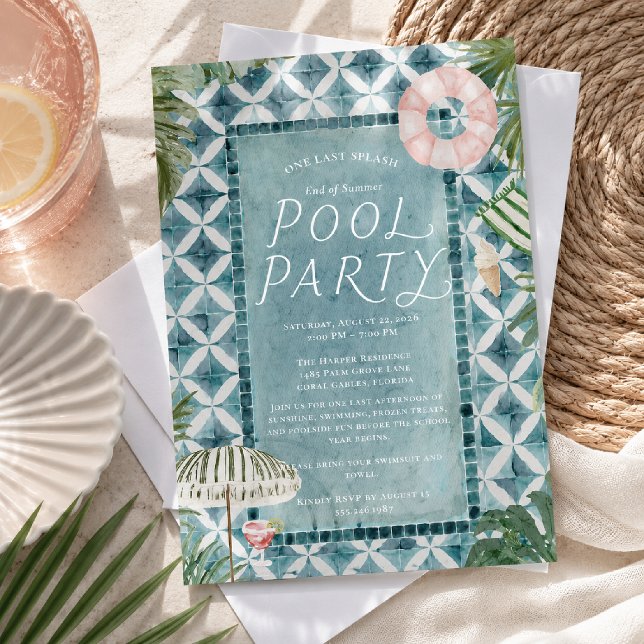 Convite para Festa de Piscina no Fim do Verão (Criador carregado)