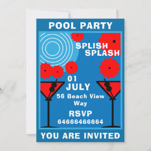 Convite para Festa de Piscina para Adultos