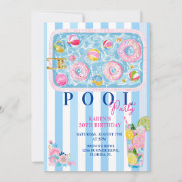 Convite para Festa de Piscina para Adultos Anivers