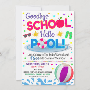 Convite para Festa de Piscina para Meninas de Adeu