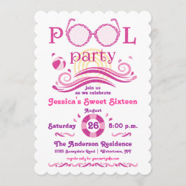 Convite para Festa de Piscina Sweet 16
