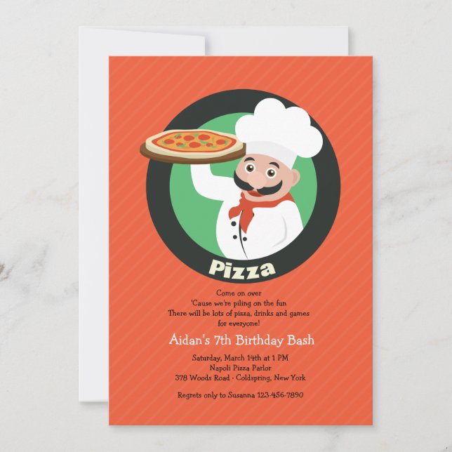 Convite para Festa de Pizza (Frente)