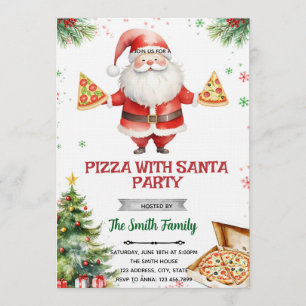 Convite para festa de Pizza Com Papai Noel