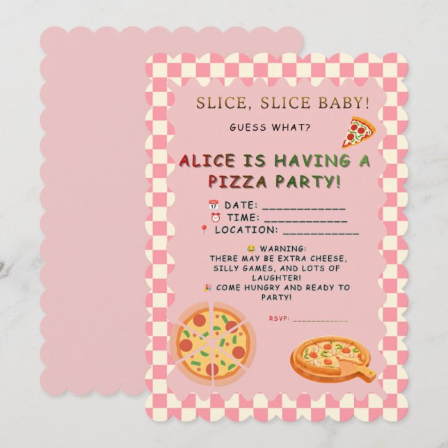 Convite para Festa de Pizza – Design Divertido com (Frente/Verso)