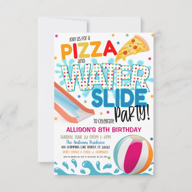 Convite para Festa de Pizza e Tobogã (Frente)