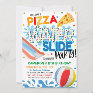 Convite para Festa de Pizza e Tobogã